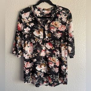 Siren Lily Black Floral Blouse – Women’s Size L